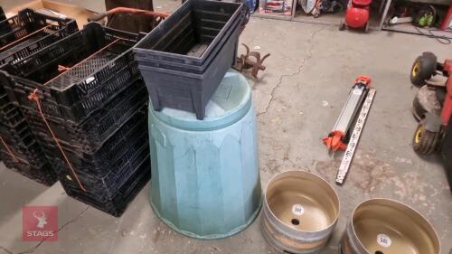 COMPOST BIN & 3 TUBS
