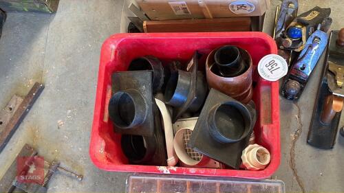 BOX OF PLASTIC DRAINAGE FITTINGS
