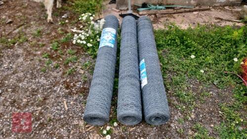 3 NEW ROLLS OF CHICKEN WIRE