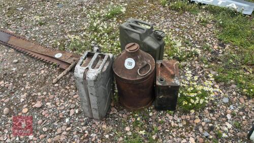 2 VINTAGE FUEL CANS + 2 JERRY CANS
