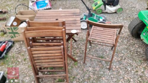 WOODEN TABLE AND 4 CHAIRS