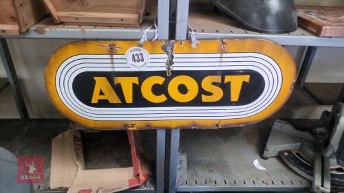 VINTAGE ATCOST METAL SHED SIGN