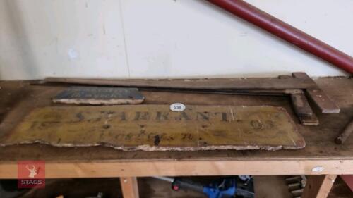 2 WOODEN SIGNS AND SUPORTS
