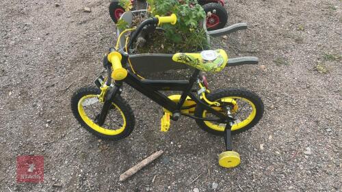 KIDS BICYCLE C/W STABILISERS