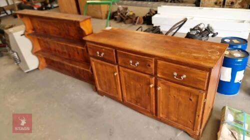WOOODEN DRESSER AND SHELVES