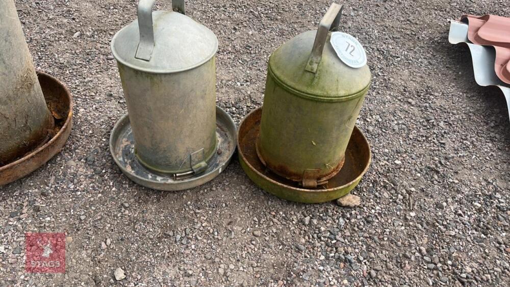 2 SMALL GALV POULTRY DRINKERS