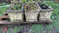 6 STONE PLANT POTS - 2