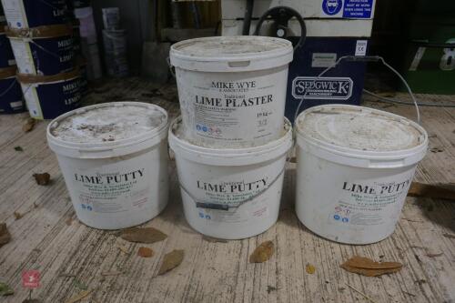 4 X 10L BUCKETS OF LIME PUTTY & PLASTER