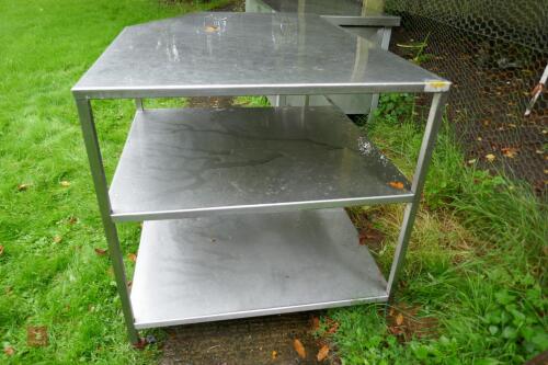 STAINLESS STEEL CORNER SHELVING UNIT