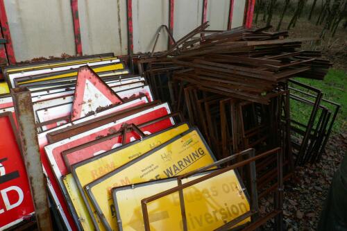 LRG QTY OF ROAD SIGNS & HOLDERS