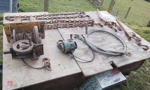 QTY OF WINCH TOW WIRE CHIANS & TIGHTNER