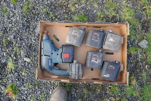 BOSCH 24V HAMMER DRILL & 7 BATTERIES