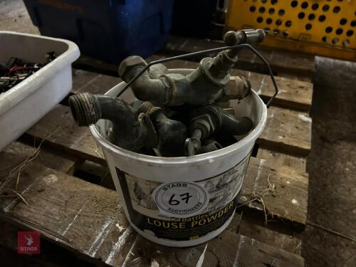 BUCKET OF BRASS TAPS & FITTINGS (67)