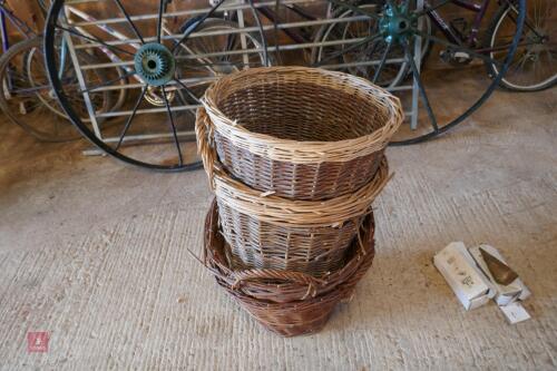 4 WICKER LOG BASKETS