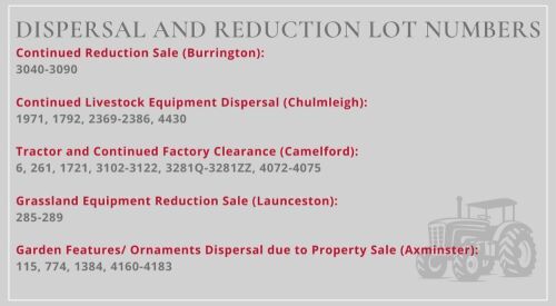 DISPERSAL & REDUCTION LOT NUMBERS