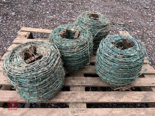 4 ROLLS OF BARBED WIRE