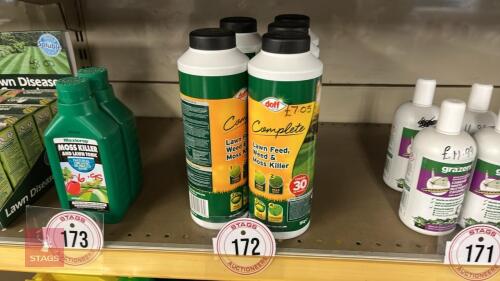 5X 1L TUBS OF LAWN FEED,WEED&MOSS KILLER