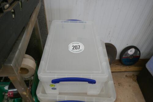 4 PLASTIC STORAGE BOXES (207)