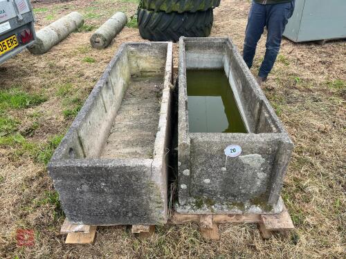 2 CONCRETE WATER TROUGHS/PLANTERS (20)