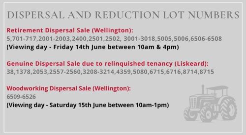DISPERSAL & REDUCTION LOT NUMBERS