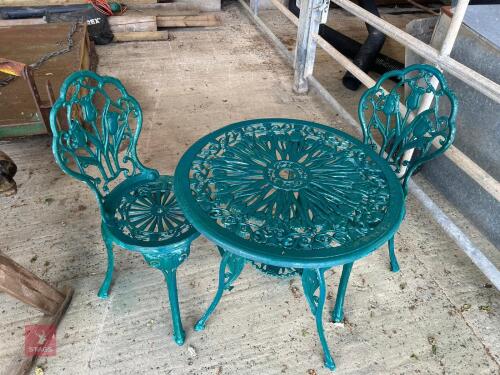 ORNATE GARDEN TABLE & 2 CHAIRS