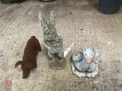 RABBIT, SWANS & PIG ORNAMENTS