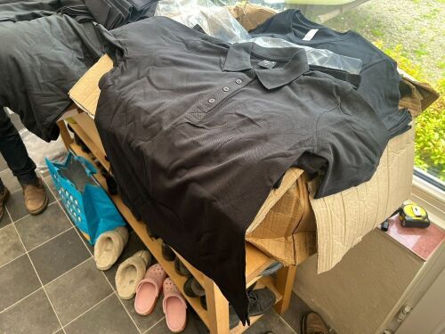 5 X MEDIUM BLACK POLO SHIRTS