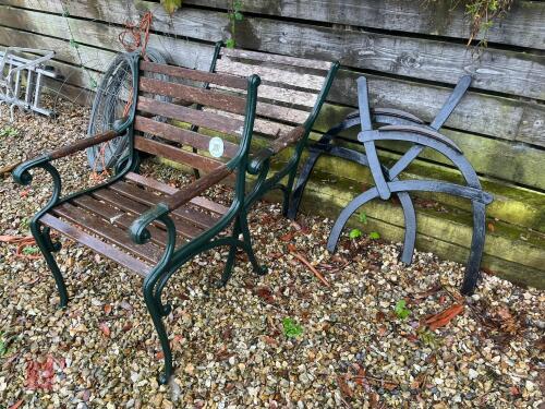 2 GARDEN CHAIRS & 2 BENCH ENDS S/R (301)