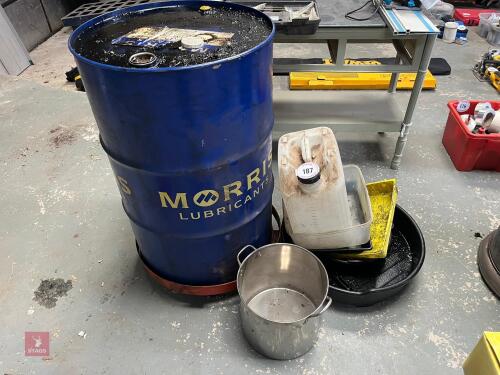 200L METAL OIL DRUM WITH WASTE OIL (187)