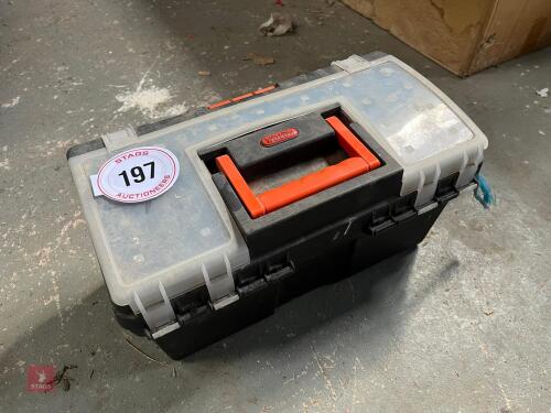 BOX OF ELECTRICAL MATERIALS & TOOLS (197