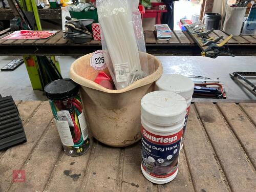 QTY OF ZIP TIES, BUNGEE CORDS ETC (225)