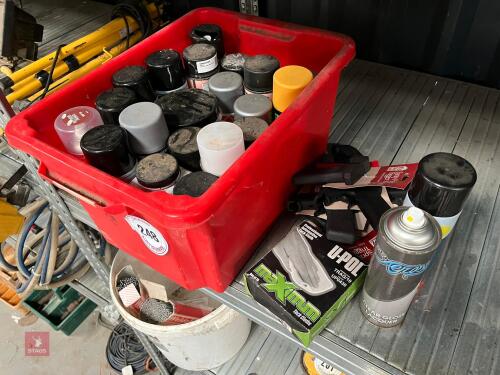 BOX OF CAR PAINT SPRAY CANS ETC (248)