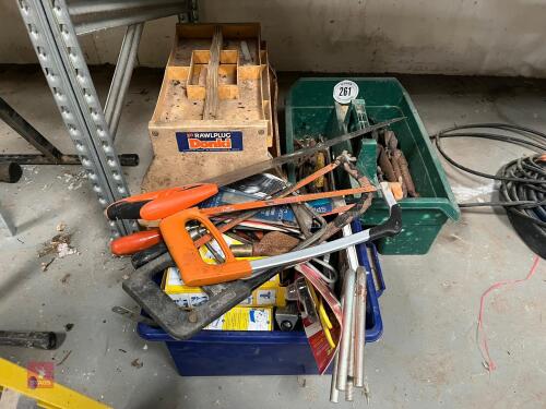 LRG DRILL BITS, TOOL BOX & SUNDRIES (261