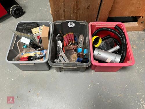 3 BOXES OF WORKSHOP TOOLS ETC (273)