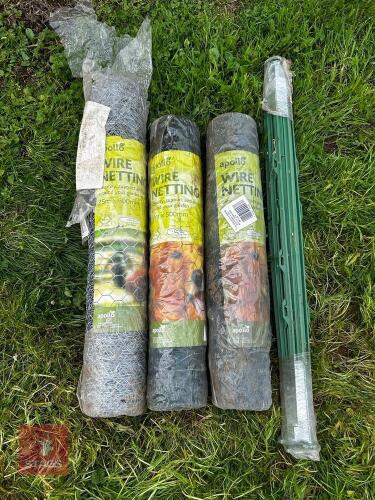 QTY OF WIRE NETTING & SMALL STAKES