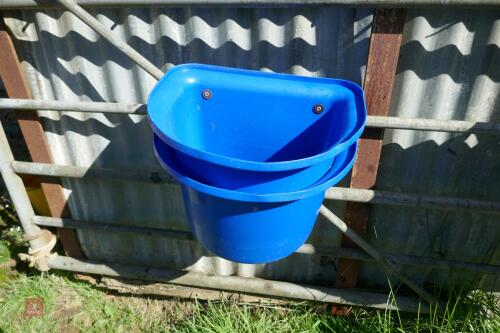 2 BLUE HOOK ON FEED BUCKETS
