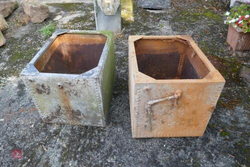 2 RIVETED GALVANISED WATER TANKS/PLANTER