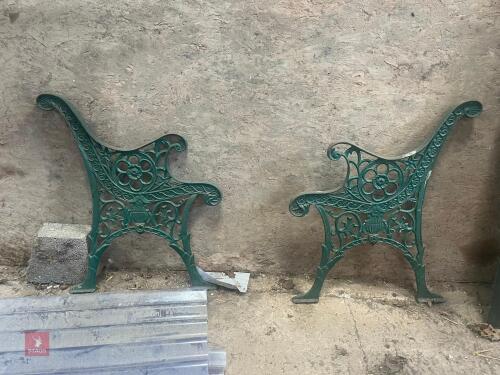 PAIR OF CAST BENCH ENDS