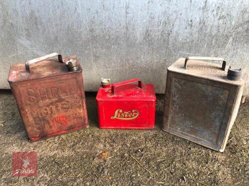 3 VINTAGE FUEL CANS