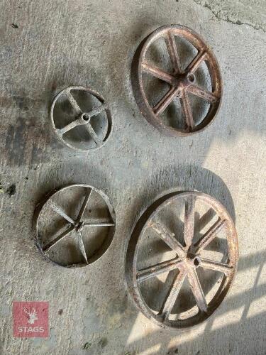 4 OLD METAL IRON WHEELS