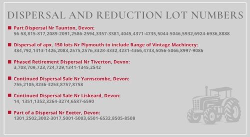 DISPERSAL & REDUCTION LOT NUMBERS