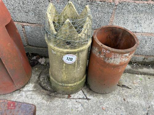 2 ORNATE CHIMNEY POT/PLANTERS