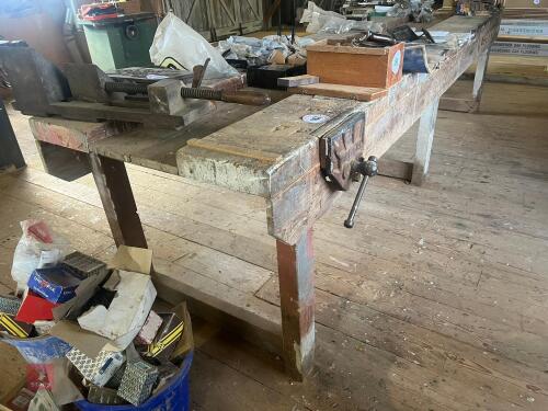 12' X 3' WOODEN CARPENTERS BENCH