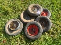 6 WHEELBARROW WHEELS & TYRES - 4