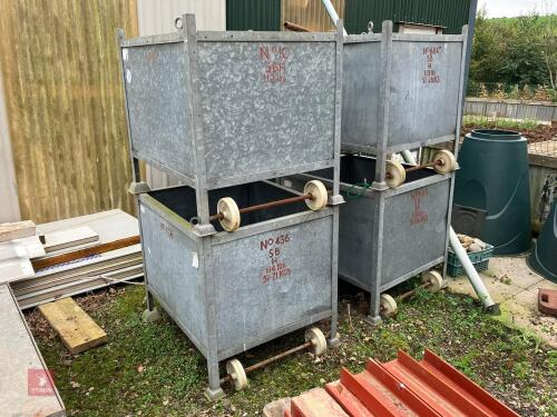 4 GALVANISED WHEELED STILLAGES (64)