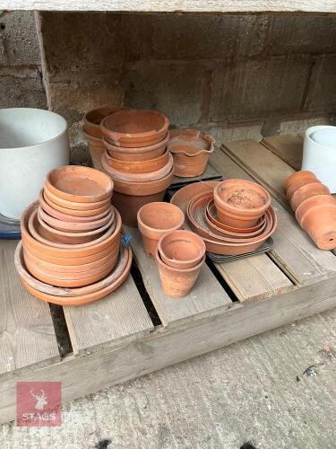 QTY OF TERRACOTTA POTS AND SAUCERS