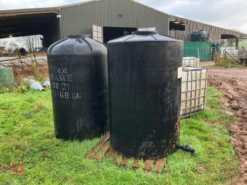 2 PLASTIC BLACK JUICE TANKS