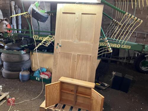 OLD PINE DOOR & SMALL CUPBOARD
