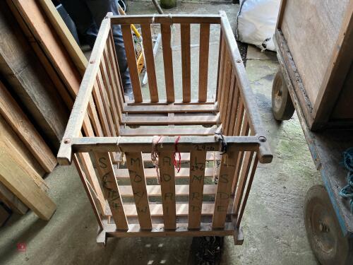 VINTAGE SLATTED CRATE ON WHEELS