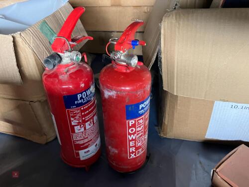 2 FULL POWDER FIRE EXTINGUISHERS